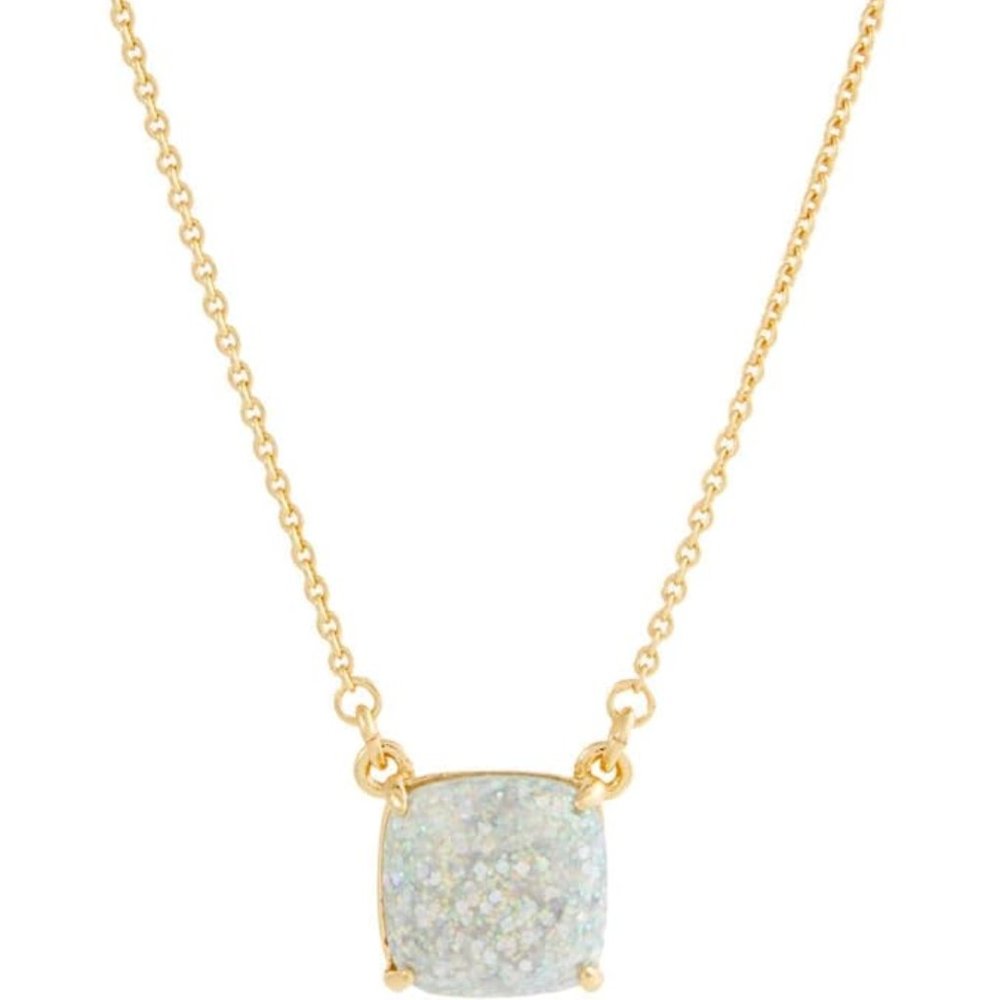NEW- Kate Spade Gold-Tone Square Glitter Stone Mini Pendant Necklace
